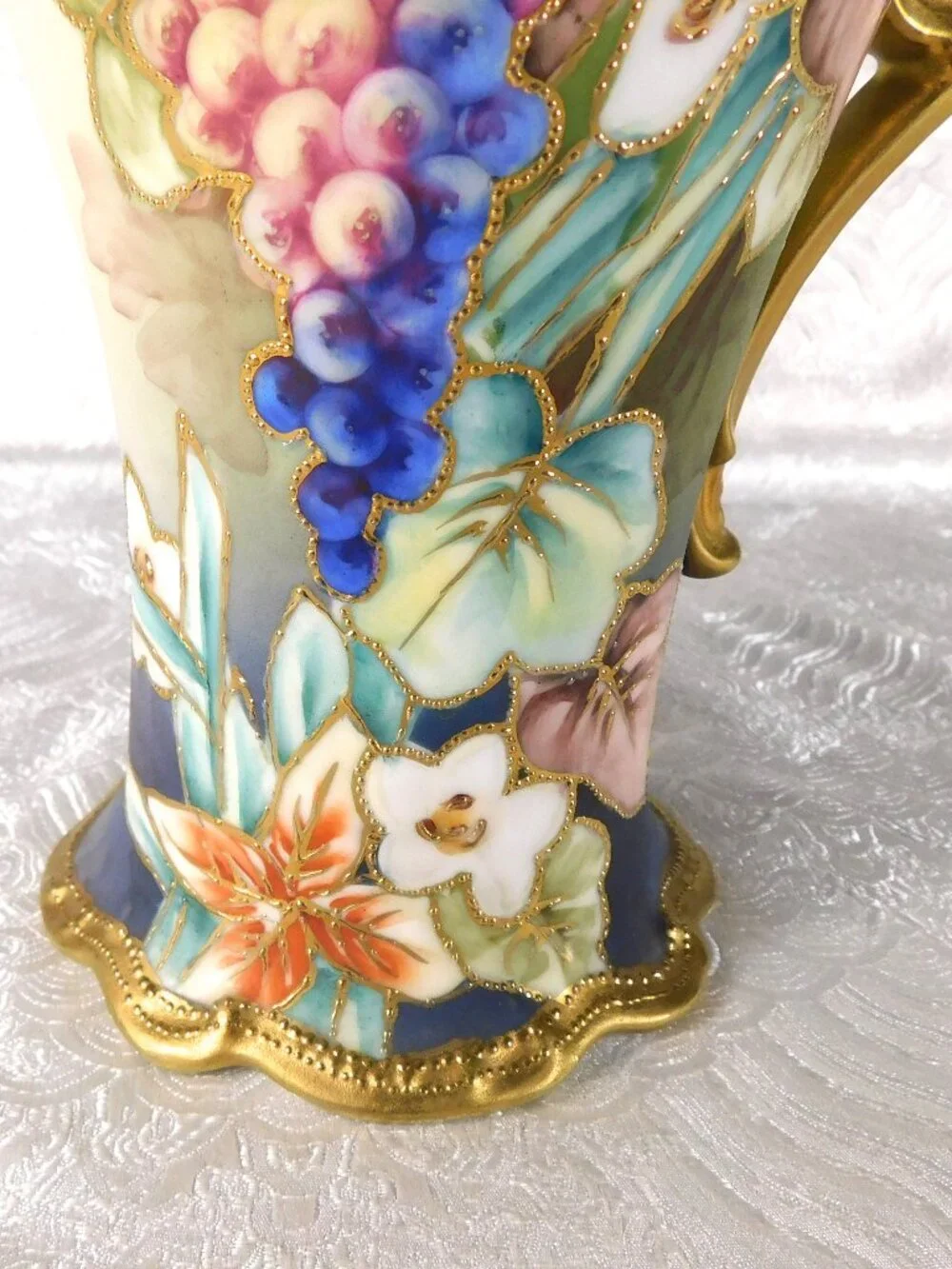 Very Colorful Chocolate Pot with Beaded Gold-No Lid # 27669